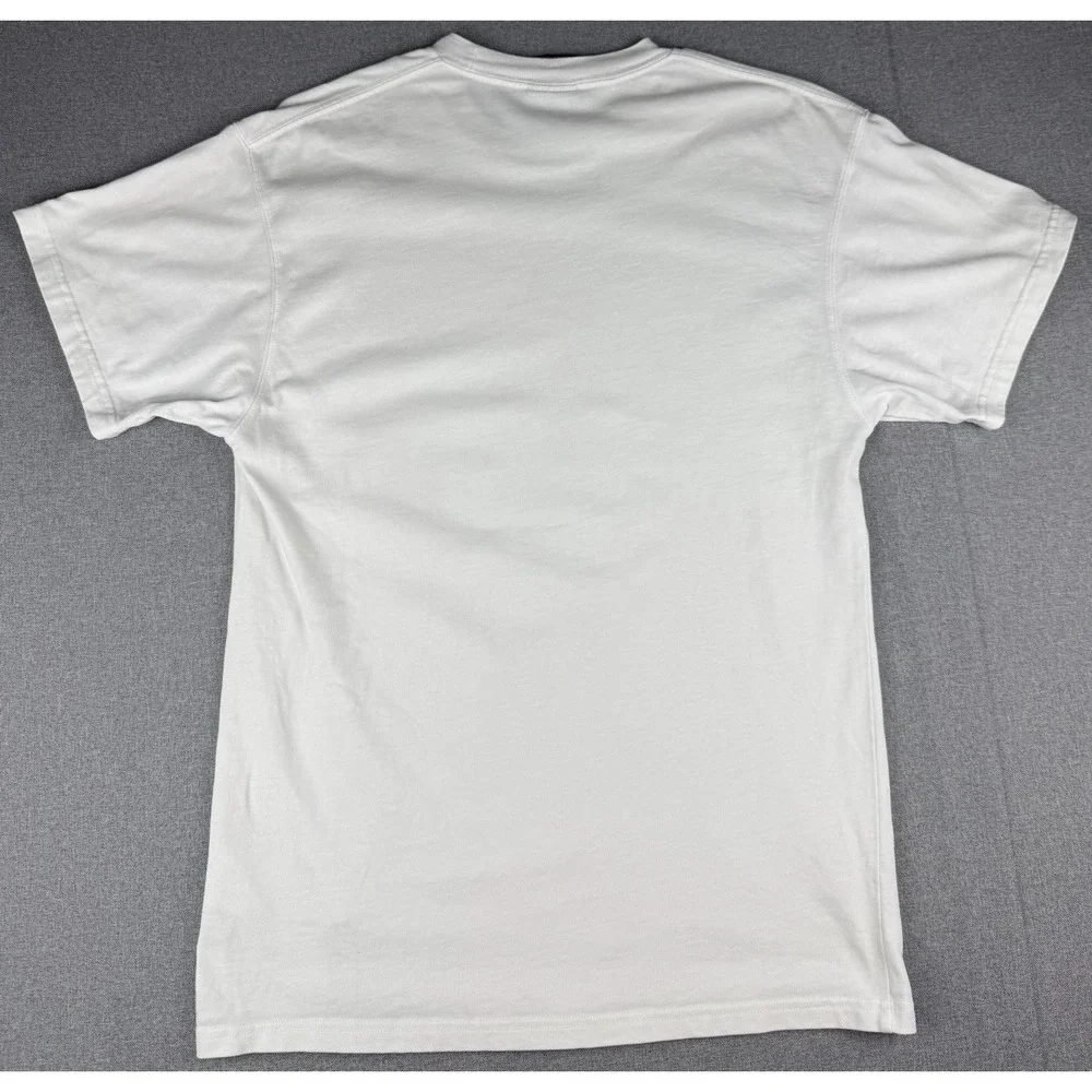 Nike NBA Mens Small White Graphic T Shirt Orange Swoosh Logo Tee Embroidered